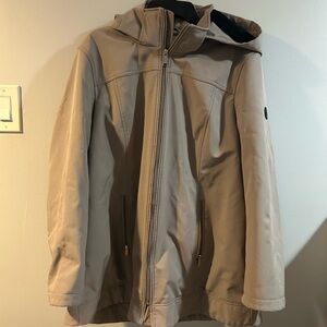 Andrew Marc Beige Hooded Water Repellent XXL Jacket with detachable hood